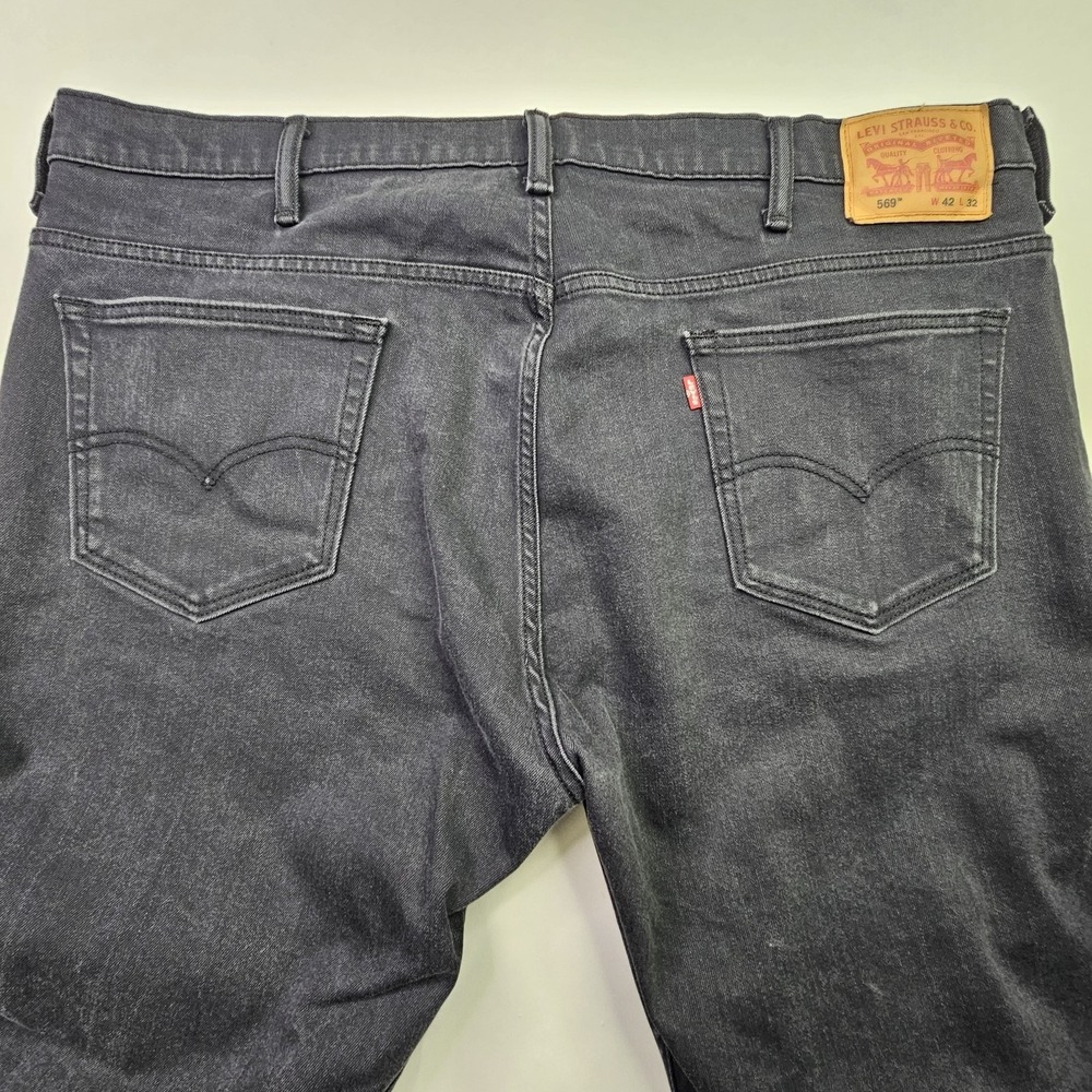 LEVI'S 569 Loose Straight Jeans 42x32 Black Dark Wash Denim Baggy Relaxed Fit - Picture 13 of 13